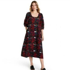 Rachel Comey x Target Women's Black Floral Volume 3/4 Sleeve Dress sz 2 Cottage
